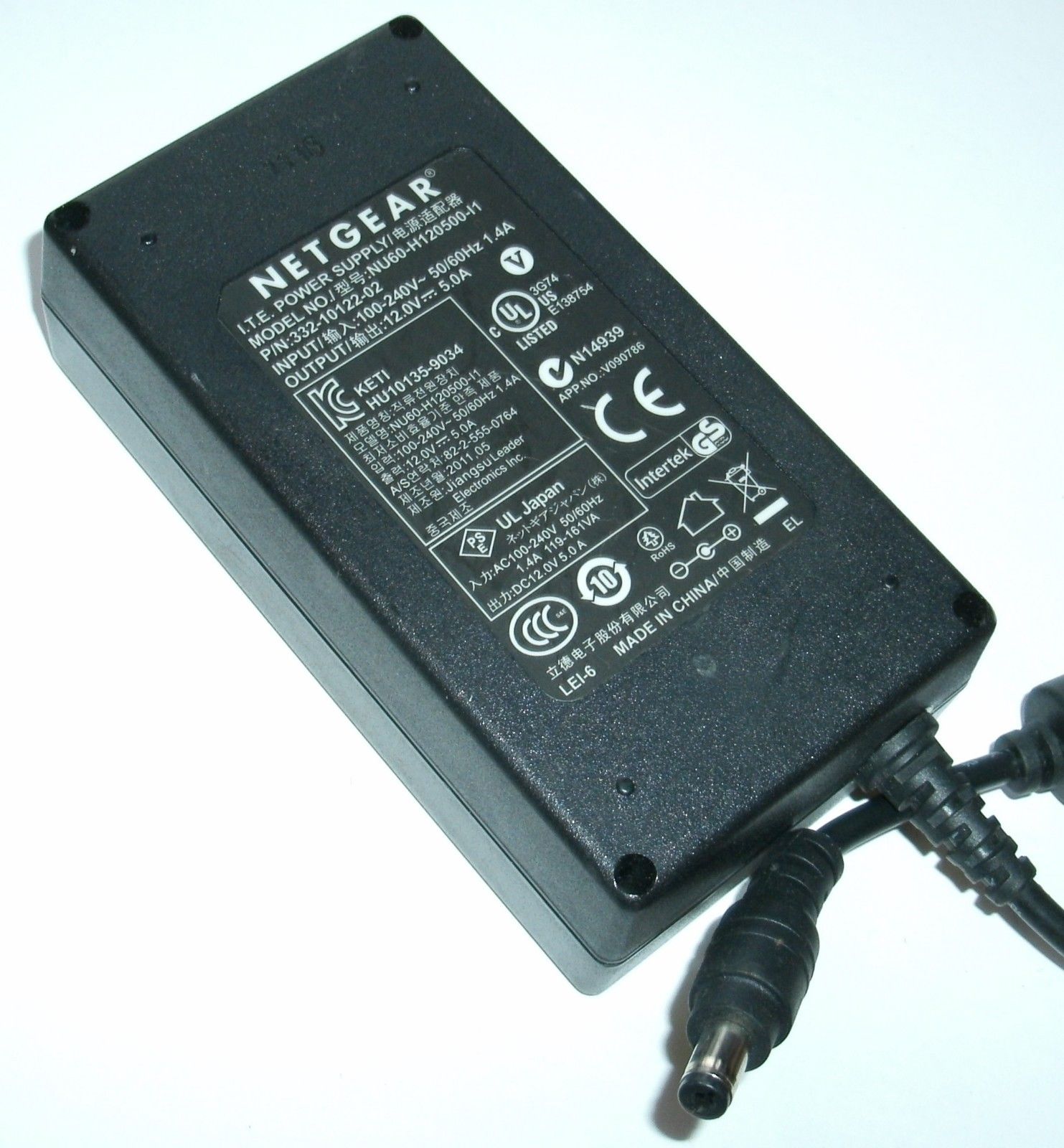 New NETGEAR NU60-H120500-I1 12V 5.0A 332-10122-02 POWER SUPPLY - Click Image to Close